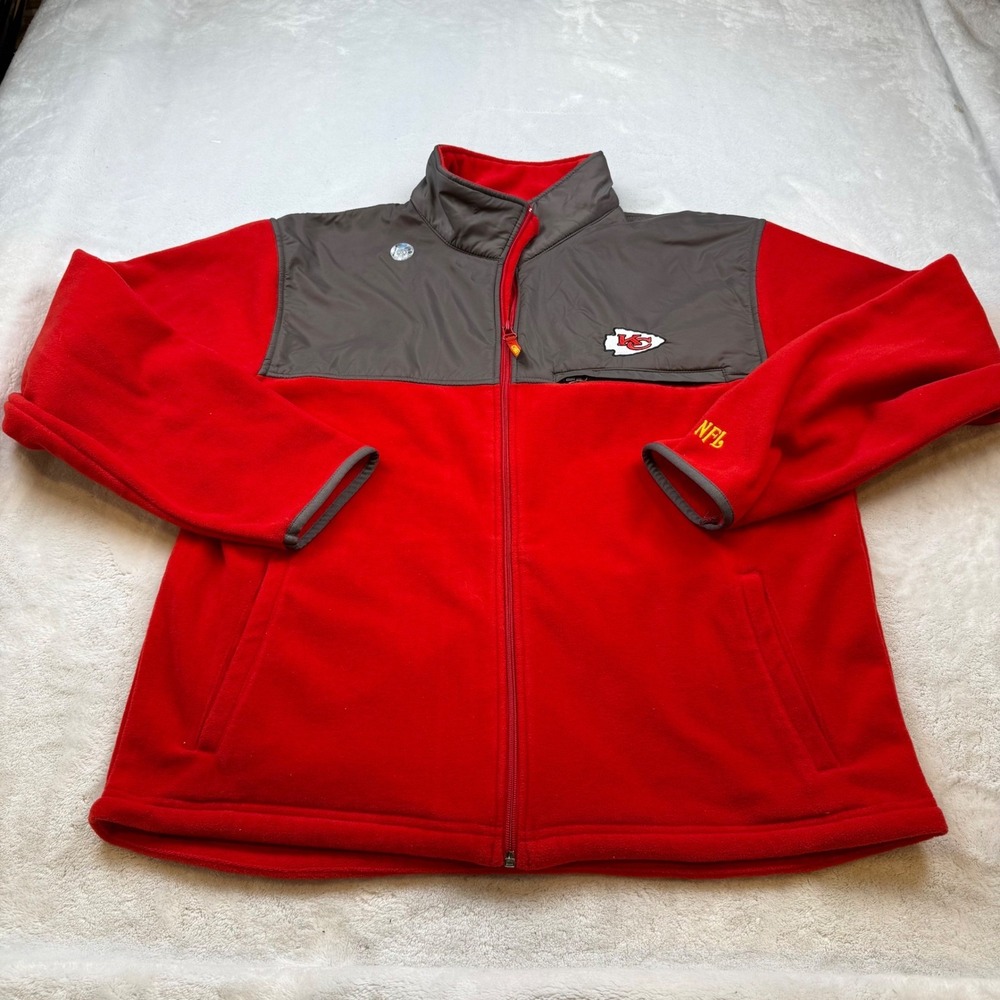 Kansas City Chiefs‎ NFL Fleece Zip Up Jacket Men's Size L Red Gray